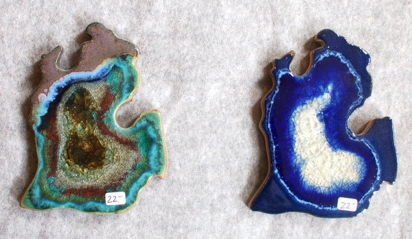 Michigan Coasters, Pottery with Fused Glass