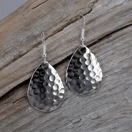 Large Hammered Silver Earrings